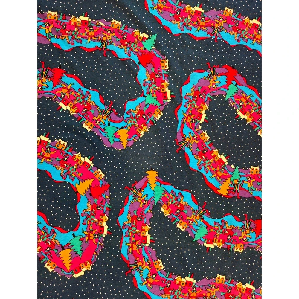 2 Yards Vintage 90s Miss Brenner Fabric Stretchy Holiday Christmas Children 58''
